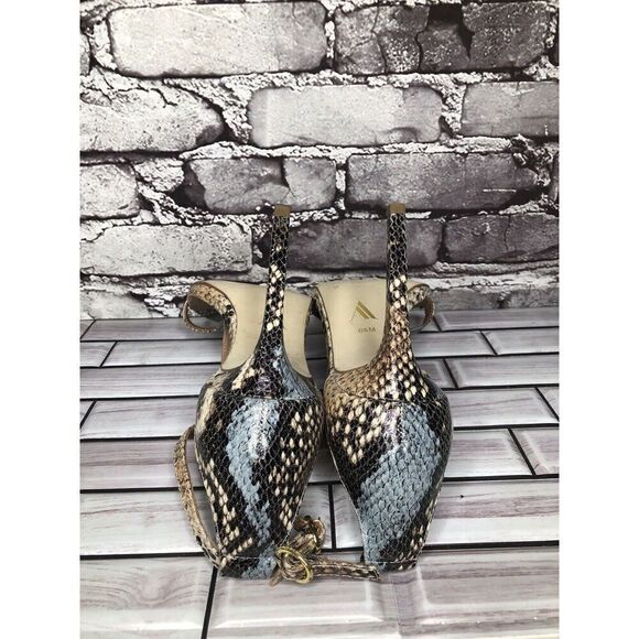 Ava & Aiden Blue Leather Snake Skin Open Toe Strap Stiletto Heels Women Sz 9.5M - Picture 12 of 16